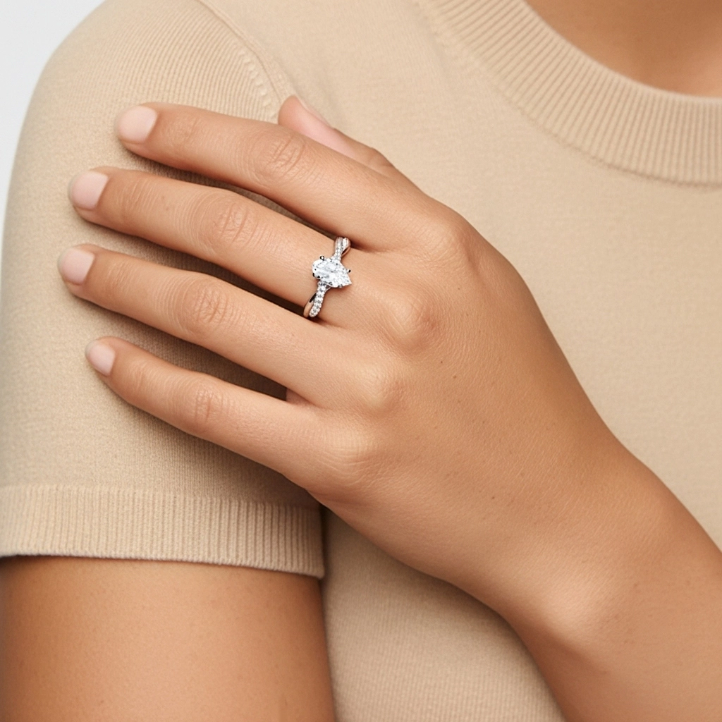 1.00ct Moissanita Anillo de Compromiso Oro blanco 18K