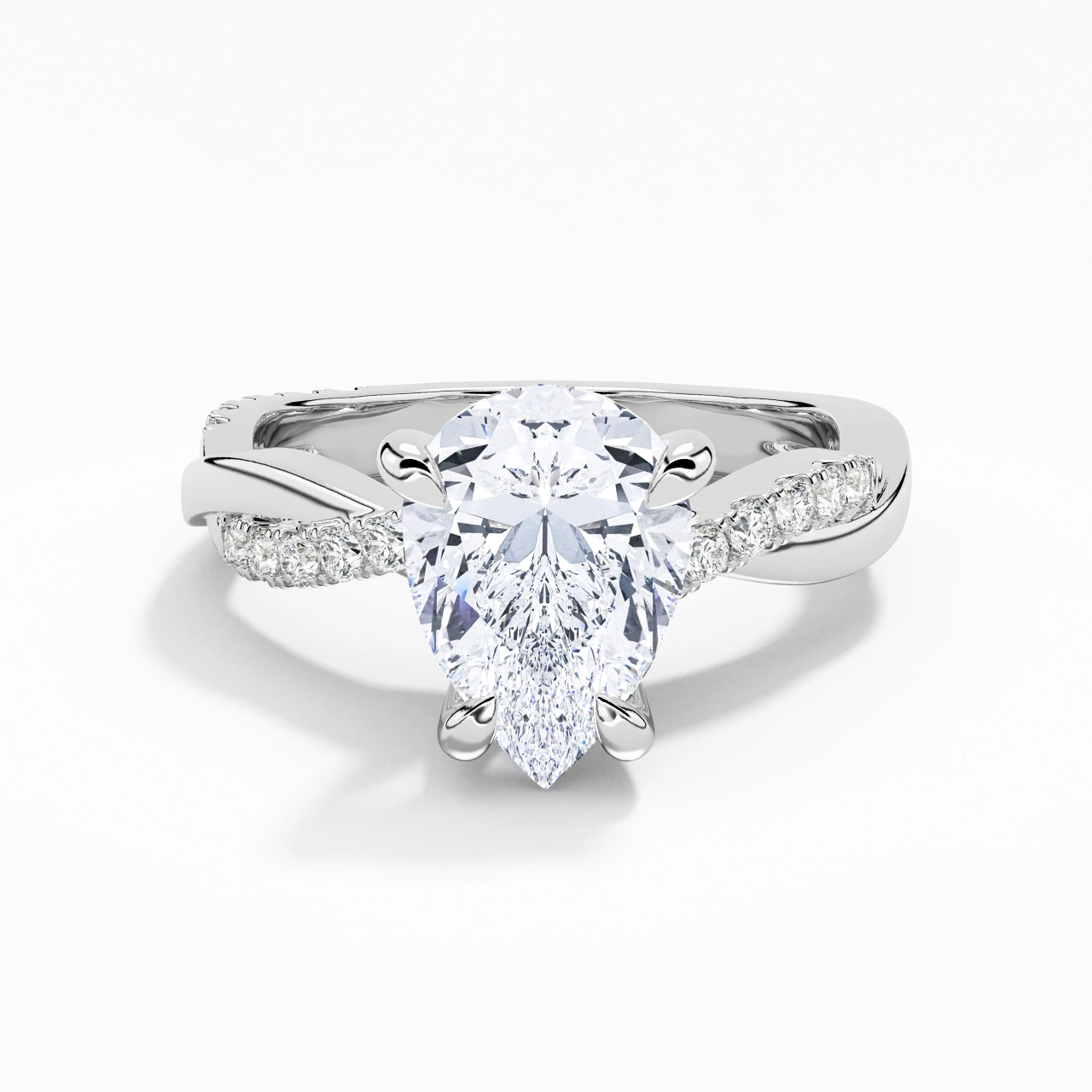 2.00ct Moissanite Engagement Ring 14K White Gold