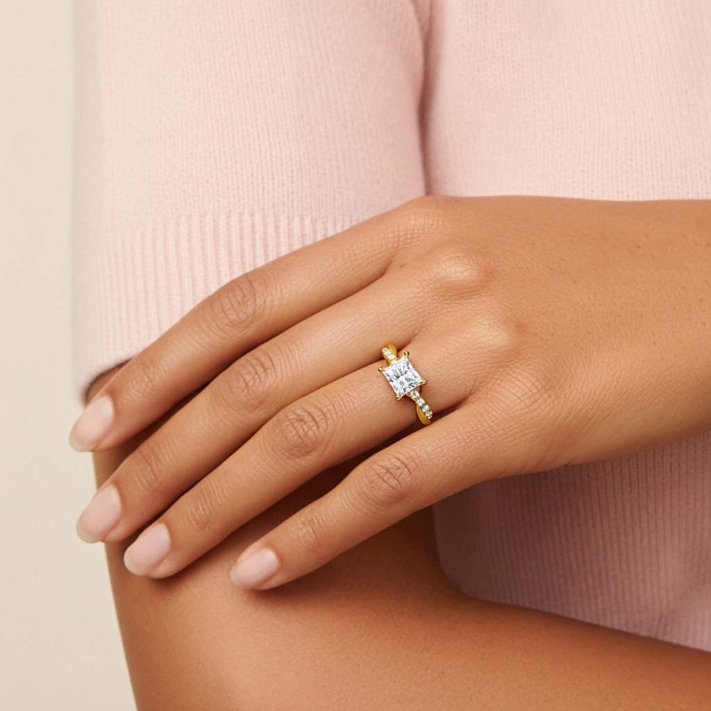 Est Ouest Bague de fiançailles 1.00ct Moissanite