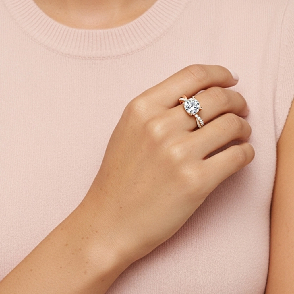 1.00ct Moissanita Anillo de Compromiso Oro rosa 18K