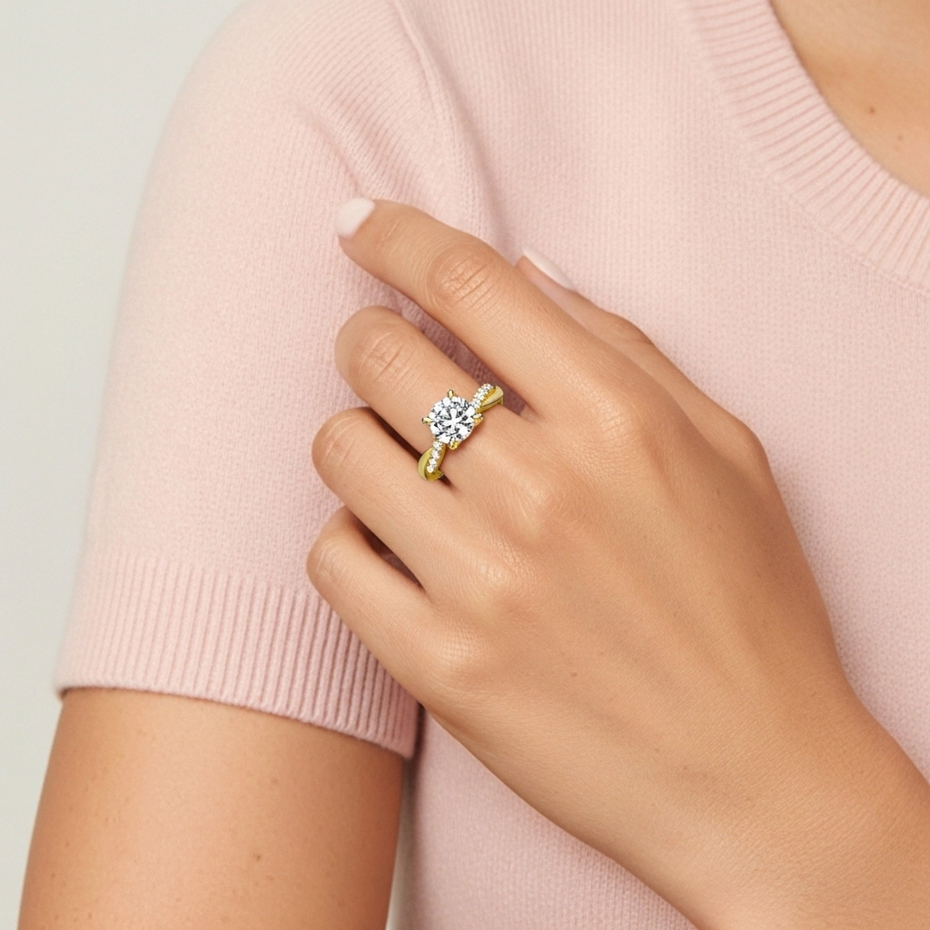 Est Ouest Bague de fiançailles 1.00ct Moissanite