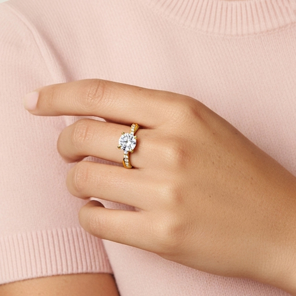 Est Ouest Bague de fiançailles 1.00ct Moissanite