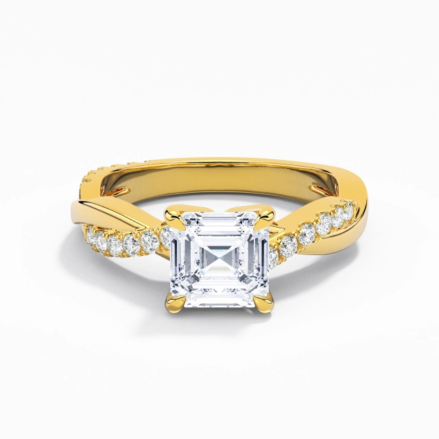 Tourner Délicat Est Ouest Bague de fiançailles Moissanite 1.00ct Asscher Argent sterling 925