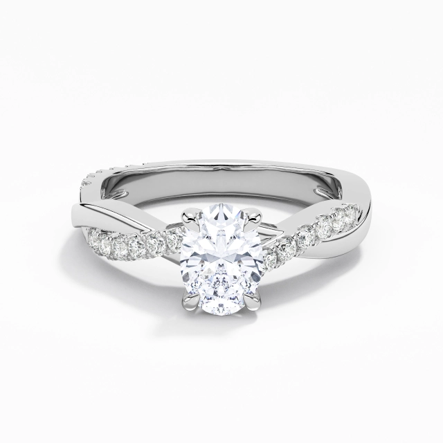 Tourner Délicat Est Ouest Bague de fiançailles Moissanite 1.00ct Ovale Argent sterling 925