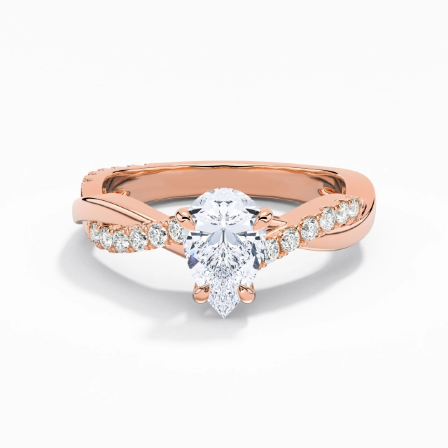 Twist Delicate East West Engagement Ring Moissanite 1.00ct Pear 925 Sterling Silver