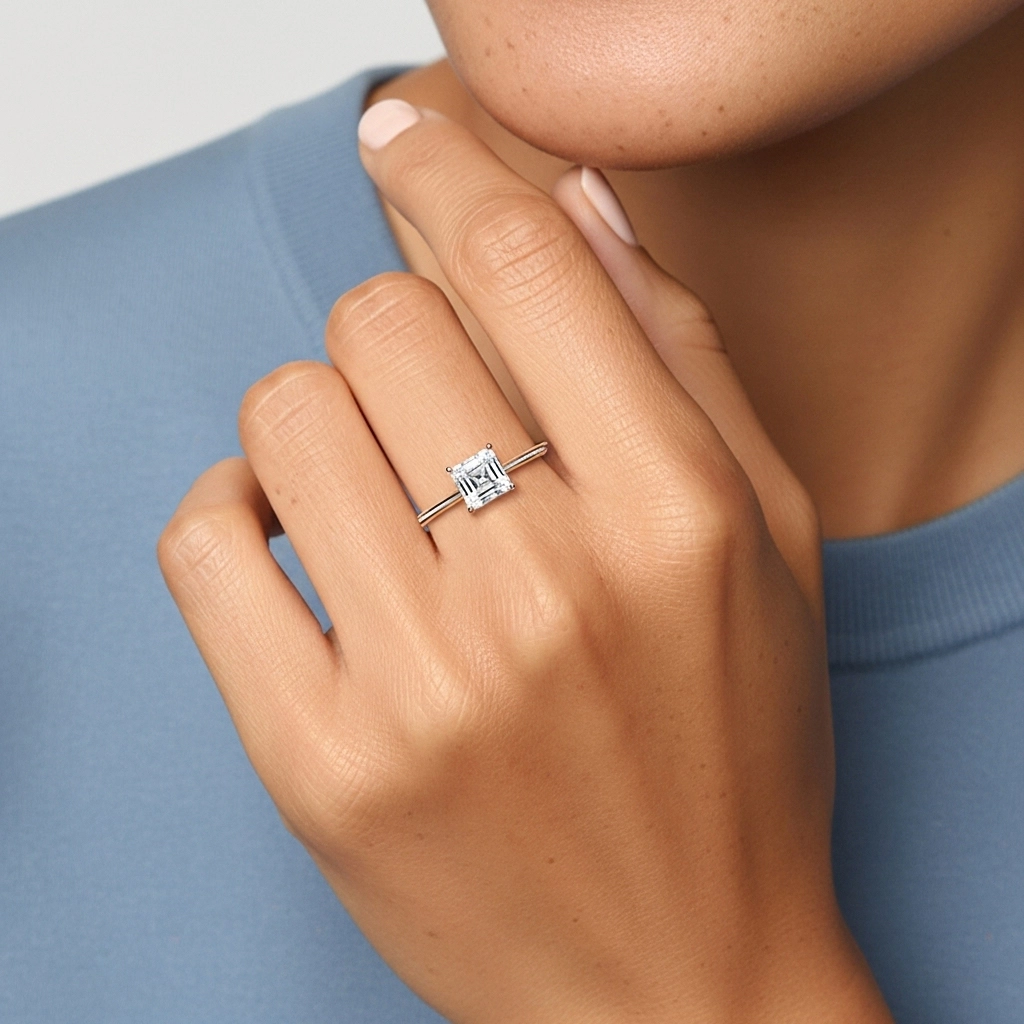 1.00ct Moissanita Anillo de Compromiso Plata esterlina 925