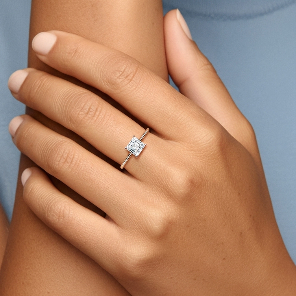 1.00ct Moissanita Anillo de Compromiso Plata esterlina 925