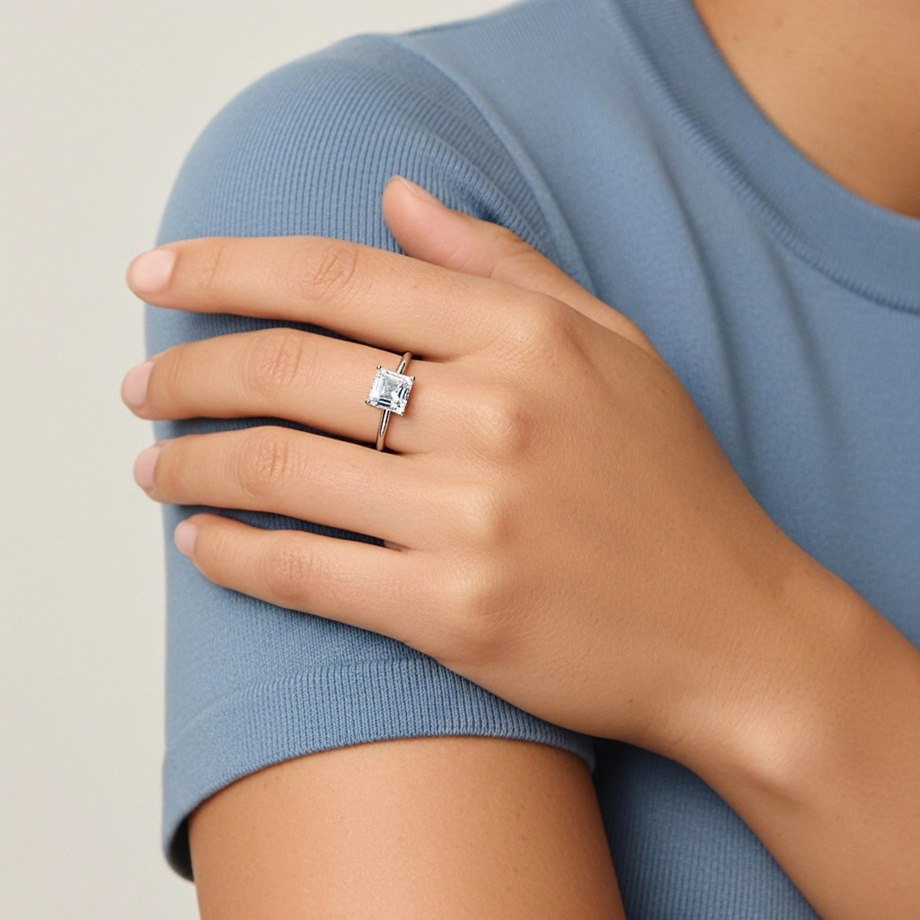 1.00ct Moissanita Anillo de Compromiso Oro blanco 18K