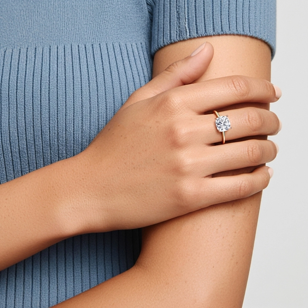 1.00ct Moissanita Anillo de Compromiso Plata esterlina 925