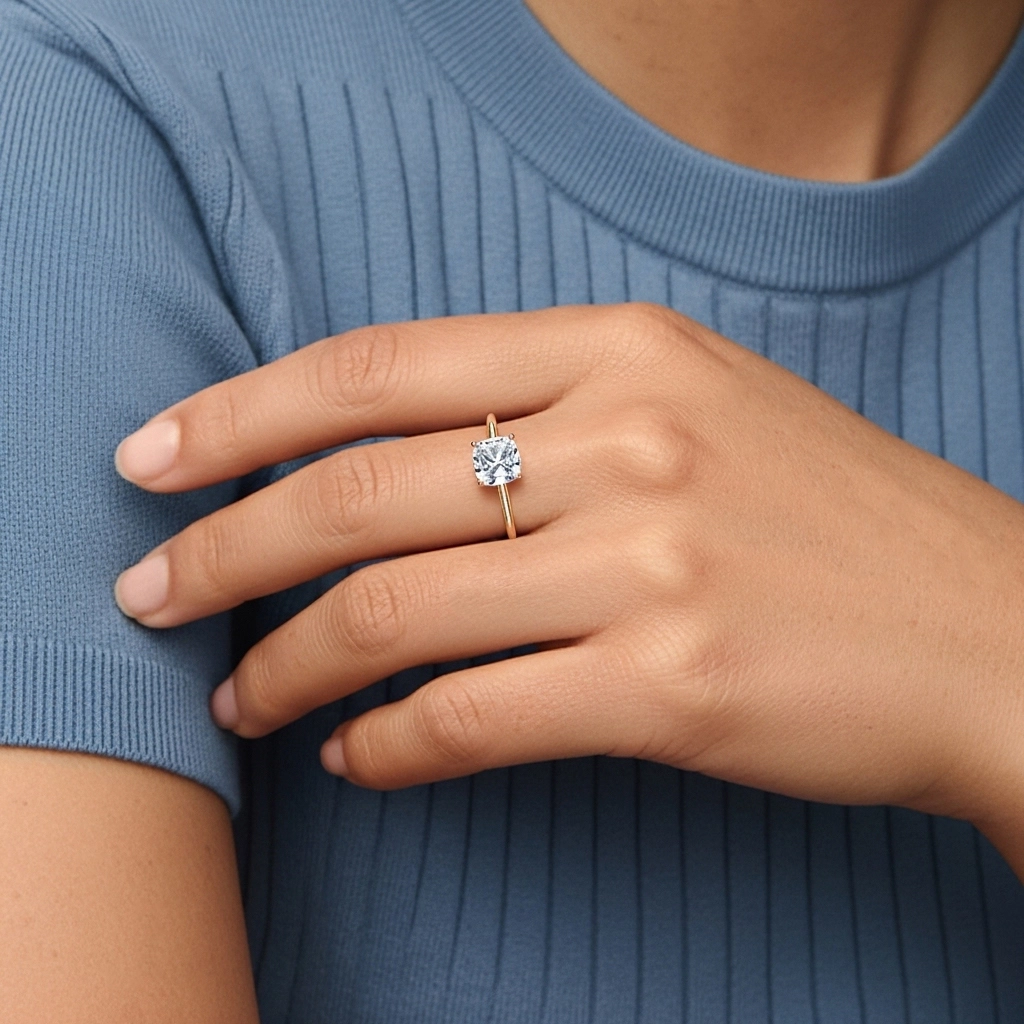 1.00ct Moissanita Anillo de Compromiso Plata esterlina 925