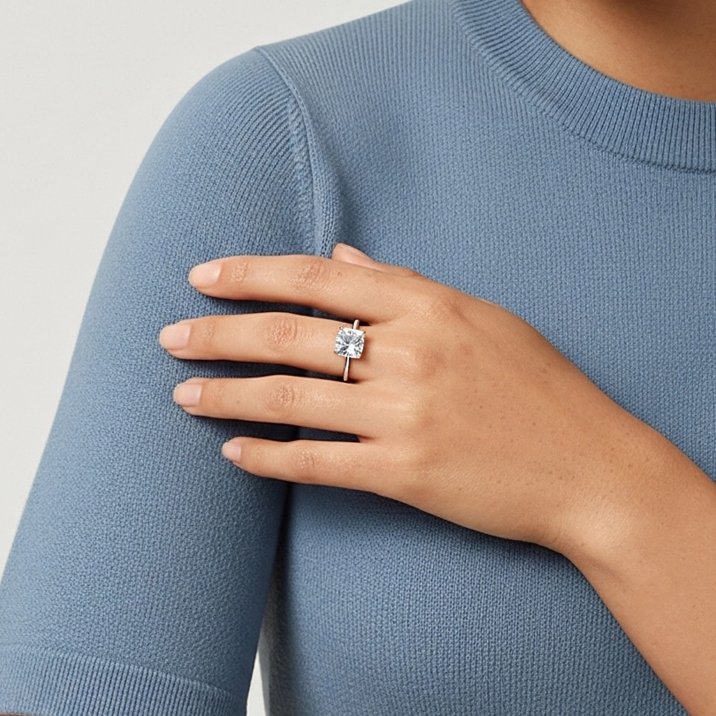 1.00ct Moissanita Anillo de Compromiso Oro blanco 18K