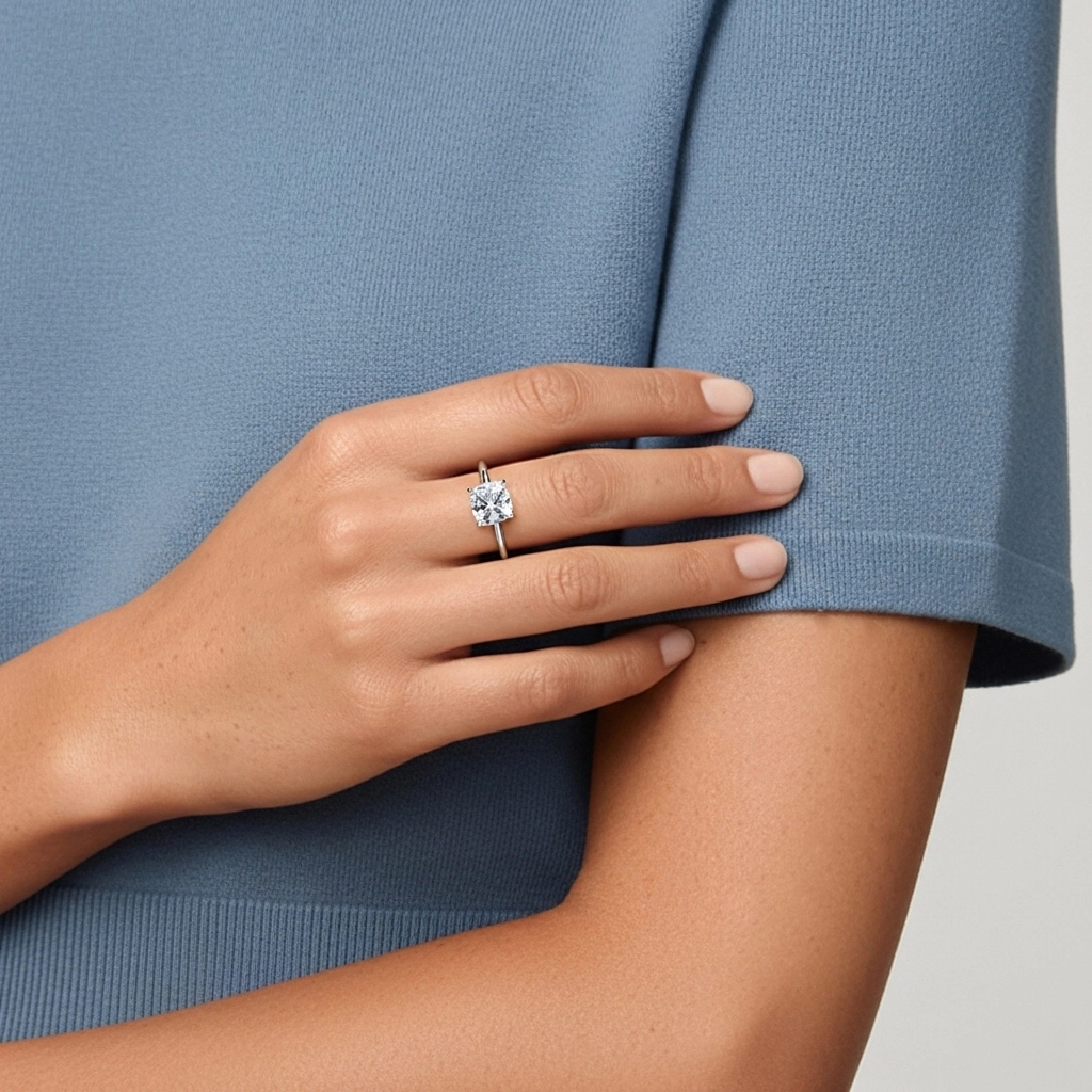 1.00ct Moissanita Anillo de Compromiso Oro blanco 18K