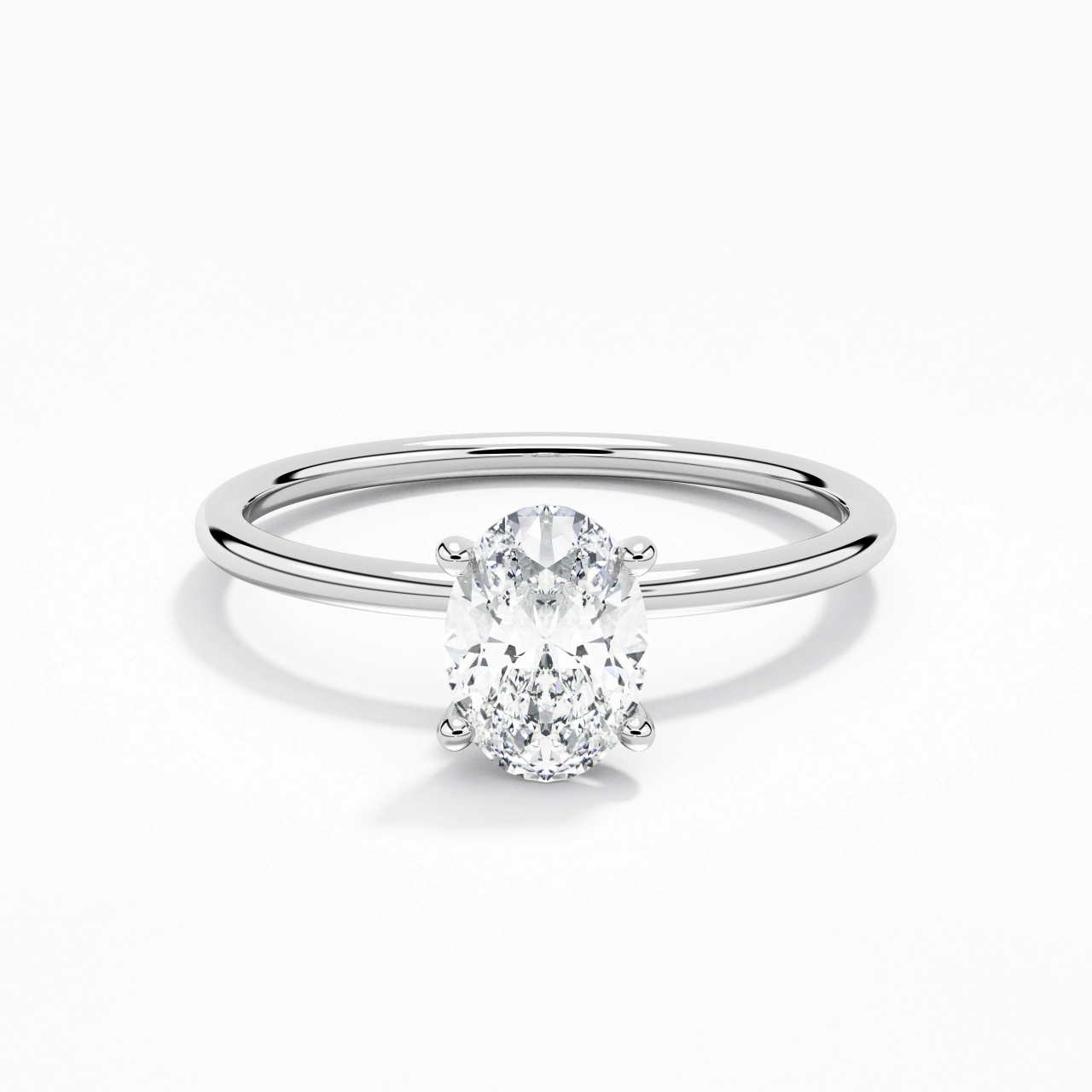 1.00ct Moissanite Engagement Ring 18K White Gold