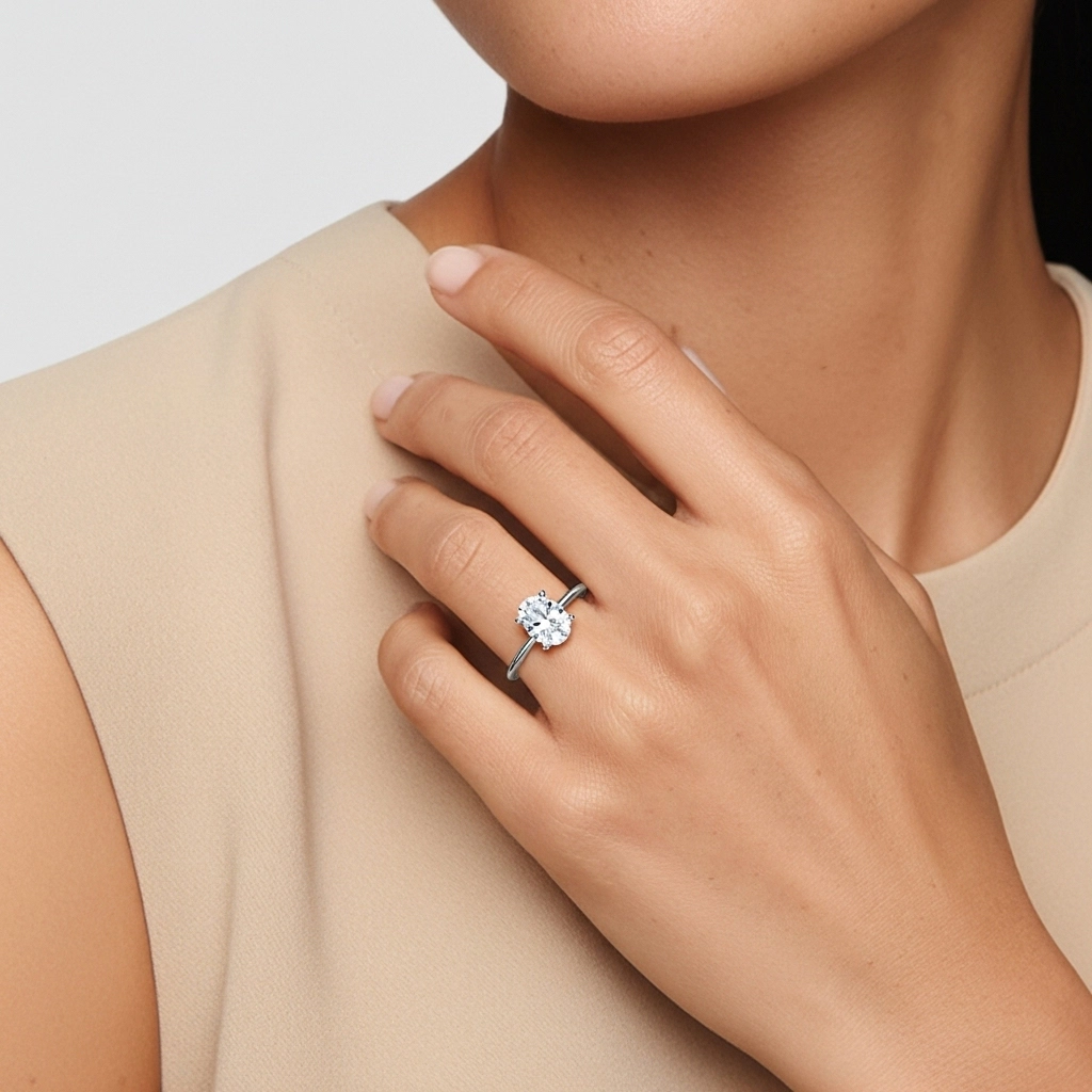 1.00ct Moissanita Anillo de Compromiso Oro blanco 14K