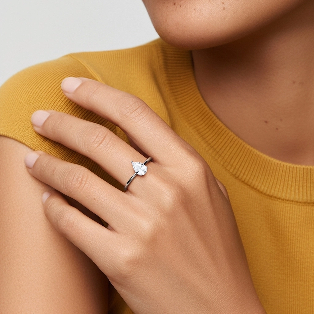 1.00ct Moissanita Anillo de Compromiso Oro blanco 14K