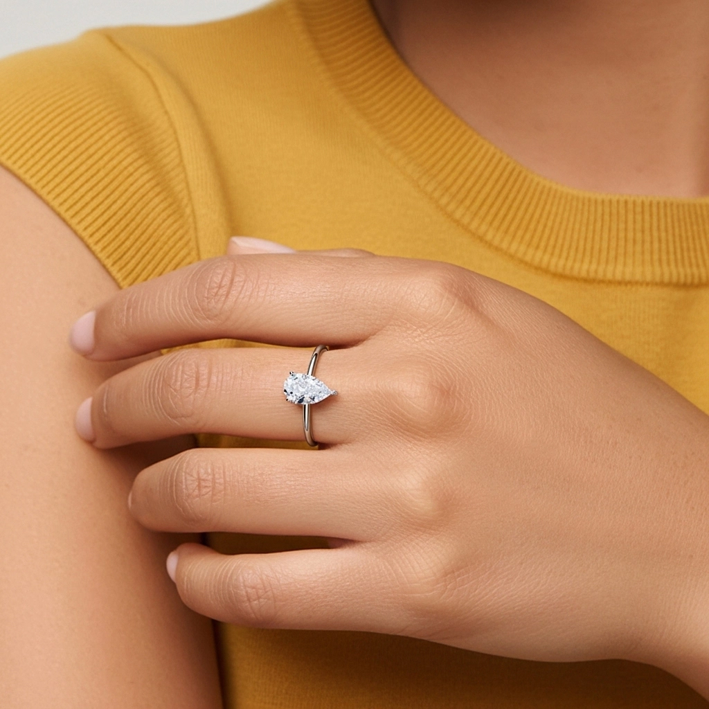 1.00ct Moissanita Anillo de Compromiso Oro blanco 14K