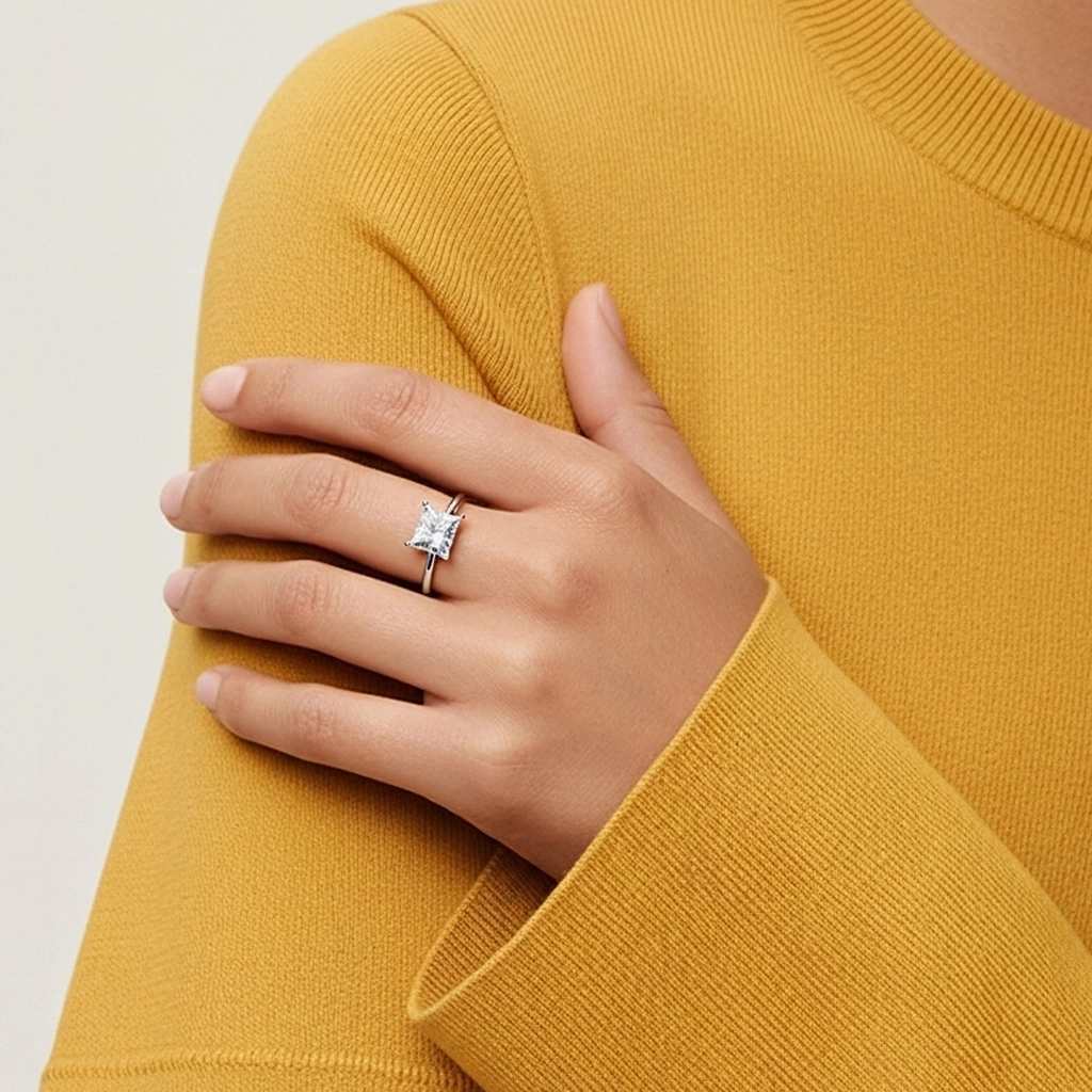 1.00ct Moissanita Anillo de Compromiso Oro blanco 18K