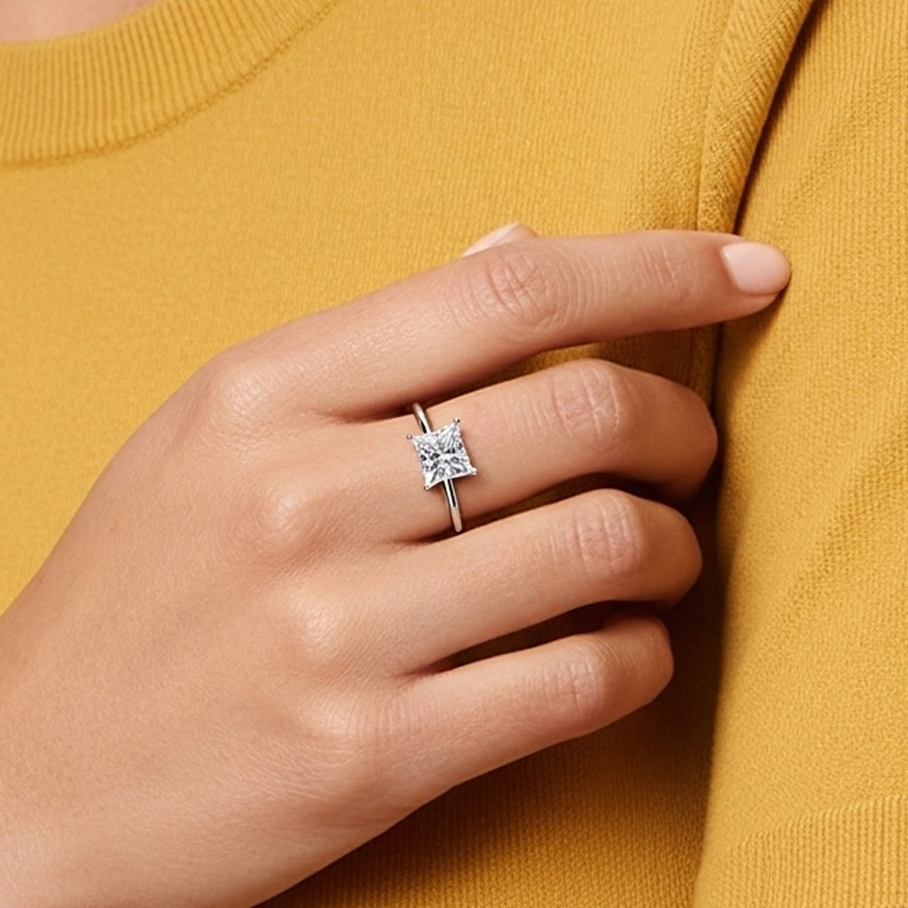 1.00ct Moissanita Anillo de Compromiso Oro blanco 18K