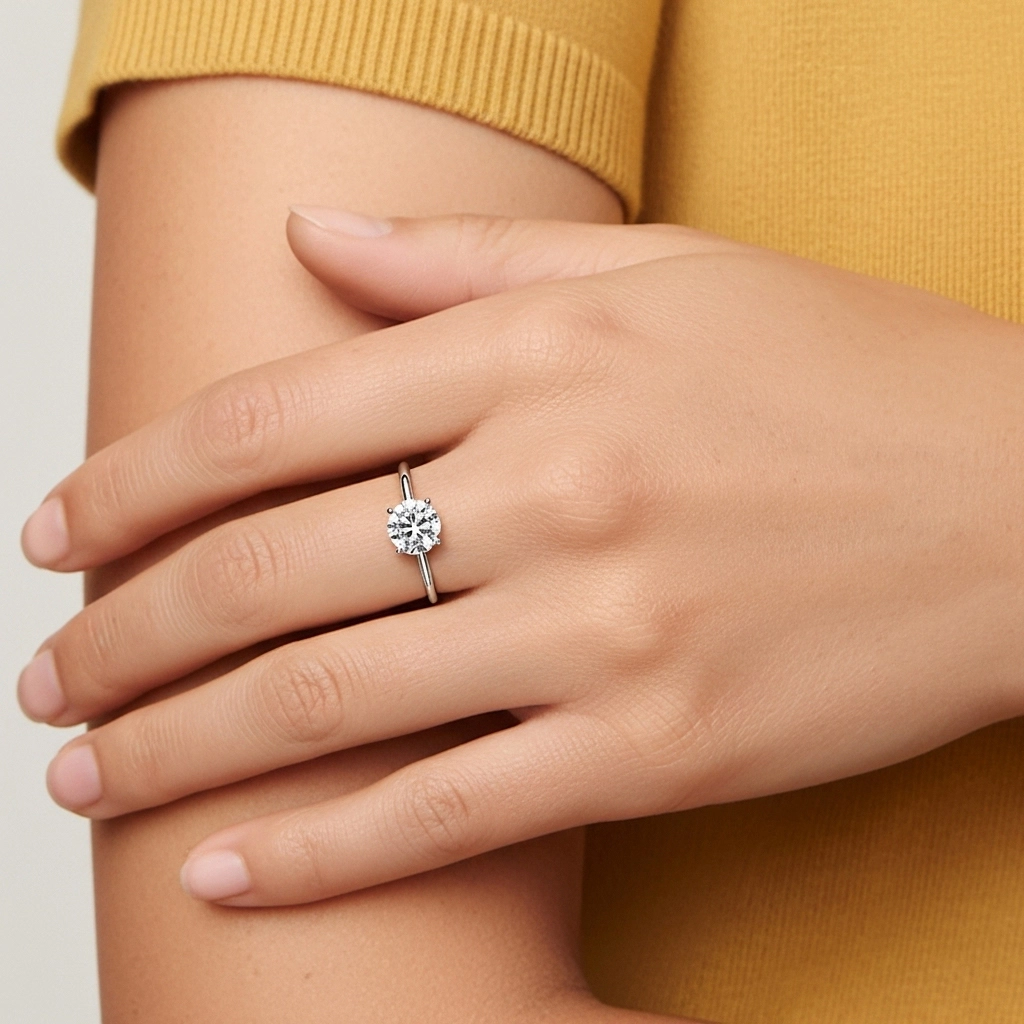 1.00ct Moissanita Anillo de Compromiso Oro blanco 18K