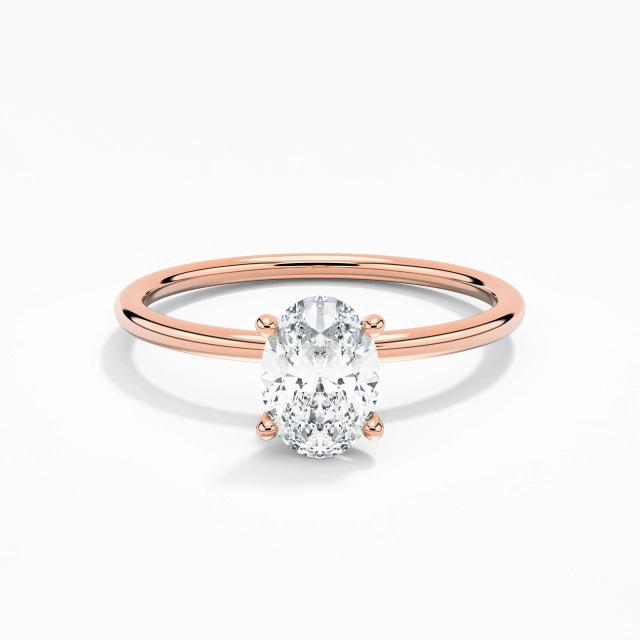 1.00ct Oval Moissanite Engagement Ring 925 Sterling Silver Hidden Halo Simple Traditional Shank