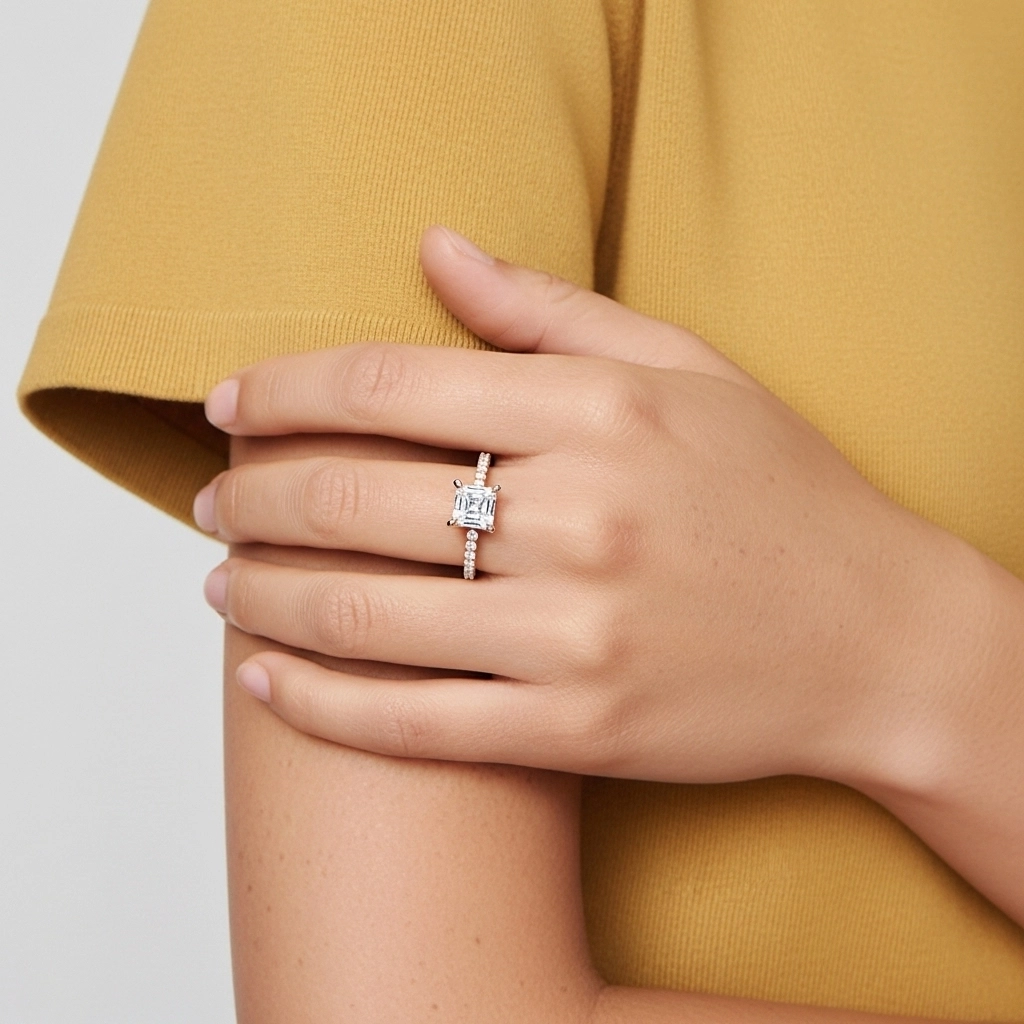 Glorieux Asscher 2.00ct Moissanite Bague de fiançailles