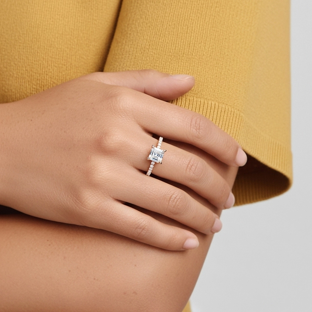 Glorieux Asscher 2.00ct Moissanite Bague de fiançailles