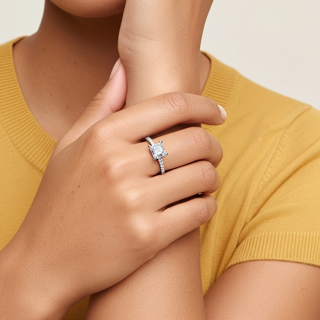 Gloria Asscher 2.00ct Moissanita Anillo de Compromiso