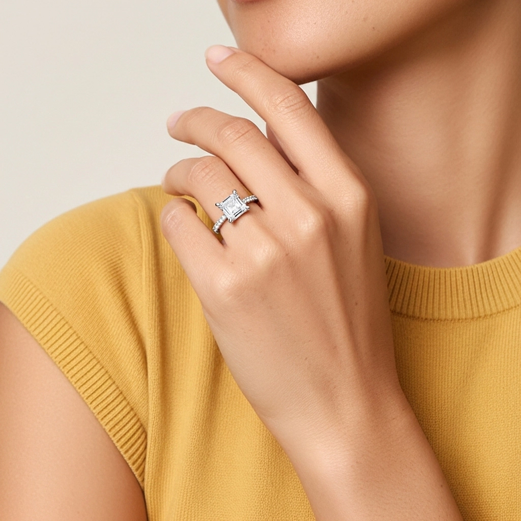 Gloria Asscher 2.00ct Moissanita Anillo de Compromiso