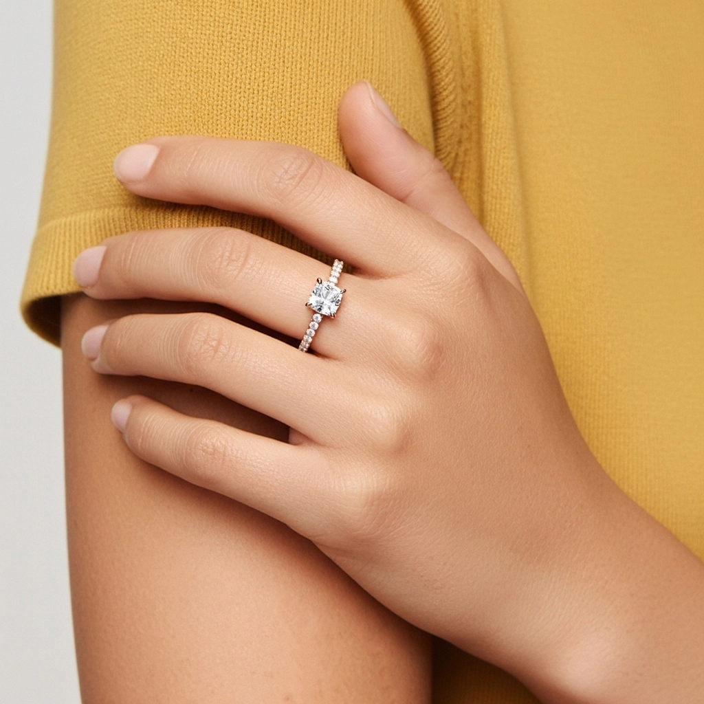 Glorieux Coussin 2.00ct Moissanite Bague de fiançailles