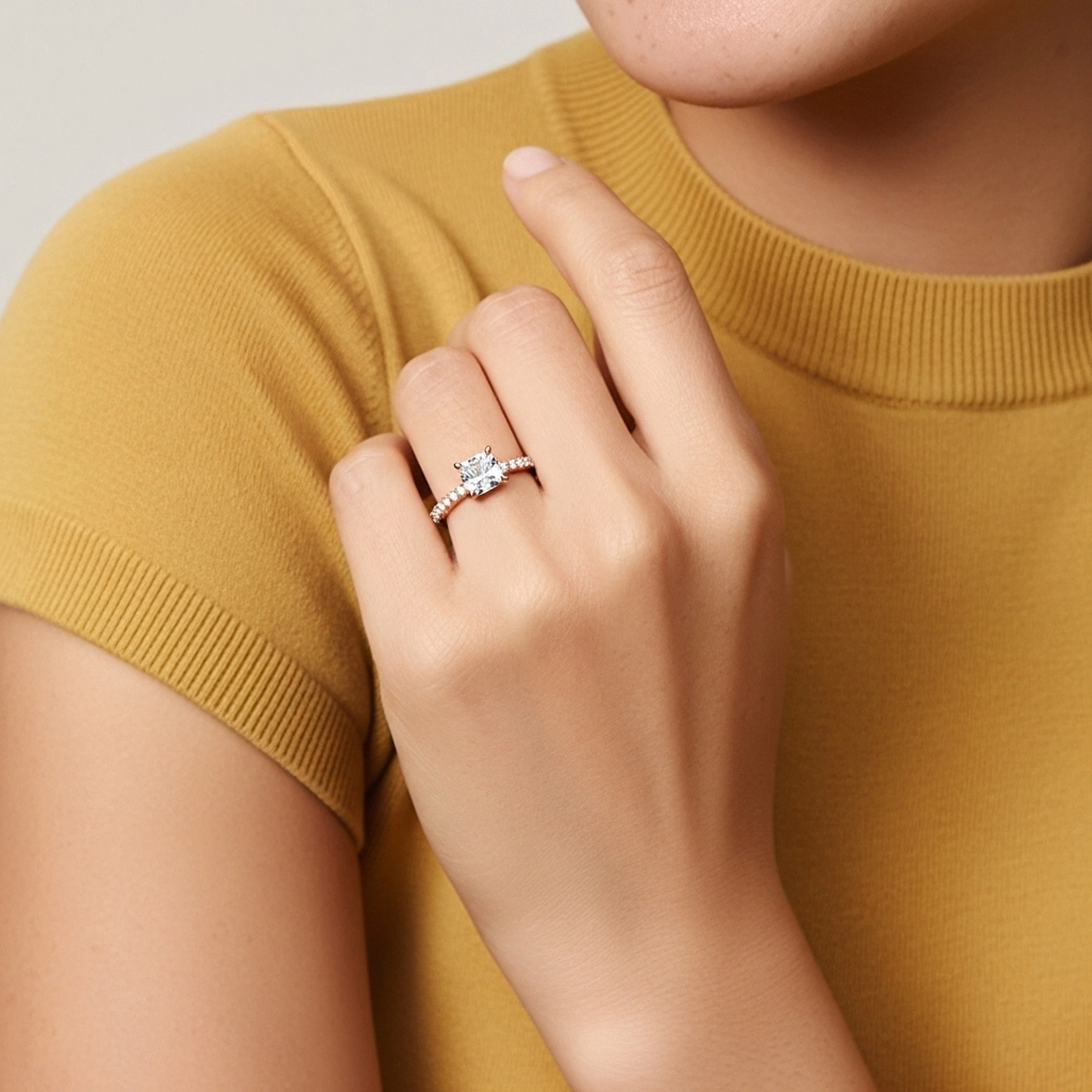 Glorieux Coussin 2.00ct Moissanite Bague de fiançailles