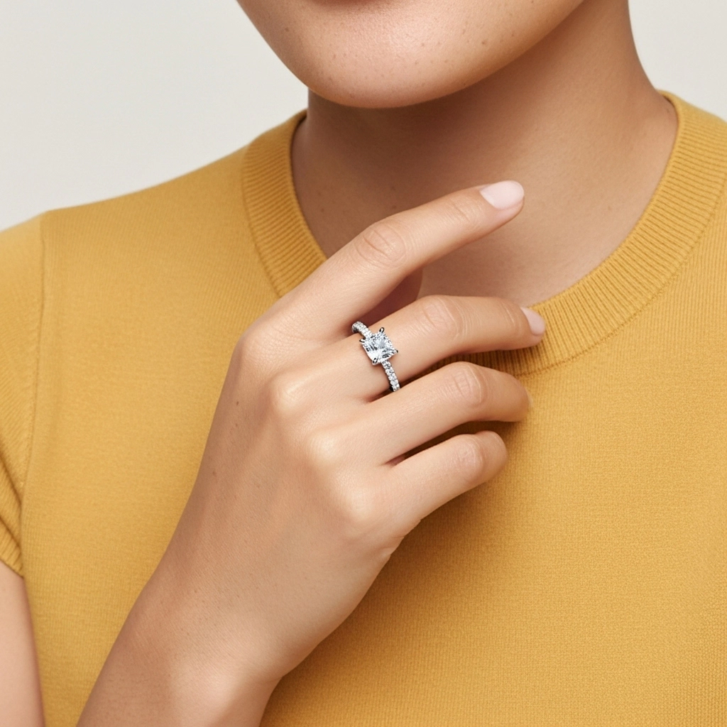 Gloria Cojín 2.00ct Moissanita Anillo de Compromiso