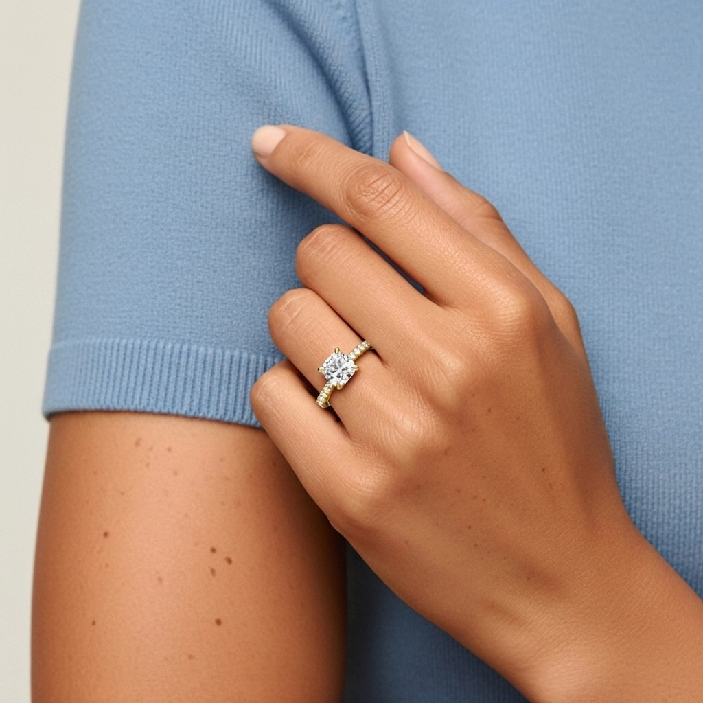 Glorieux Coussin 2.00ct Moissanite Bague de fiançailles