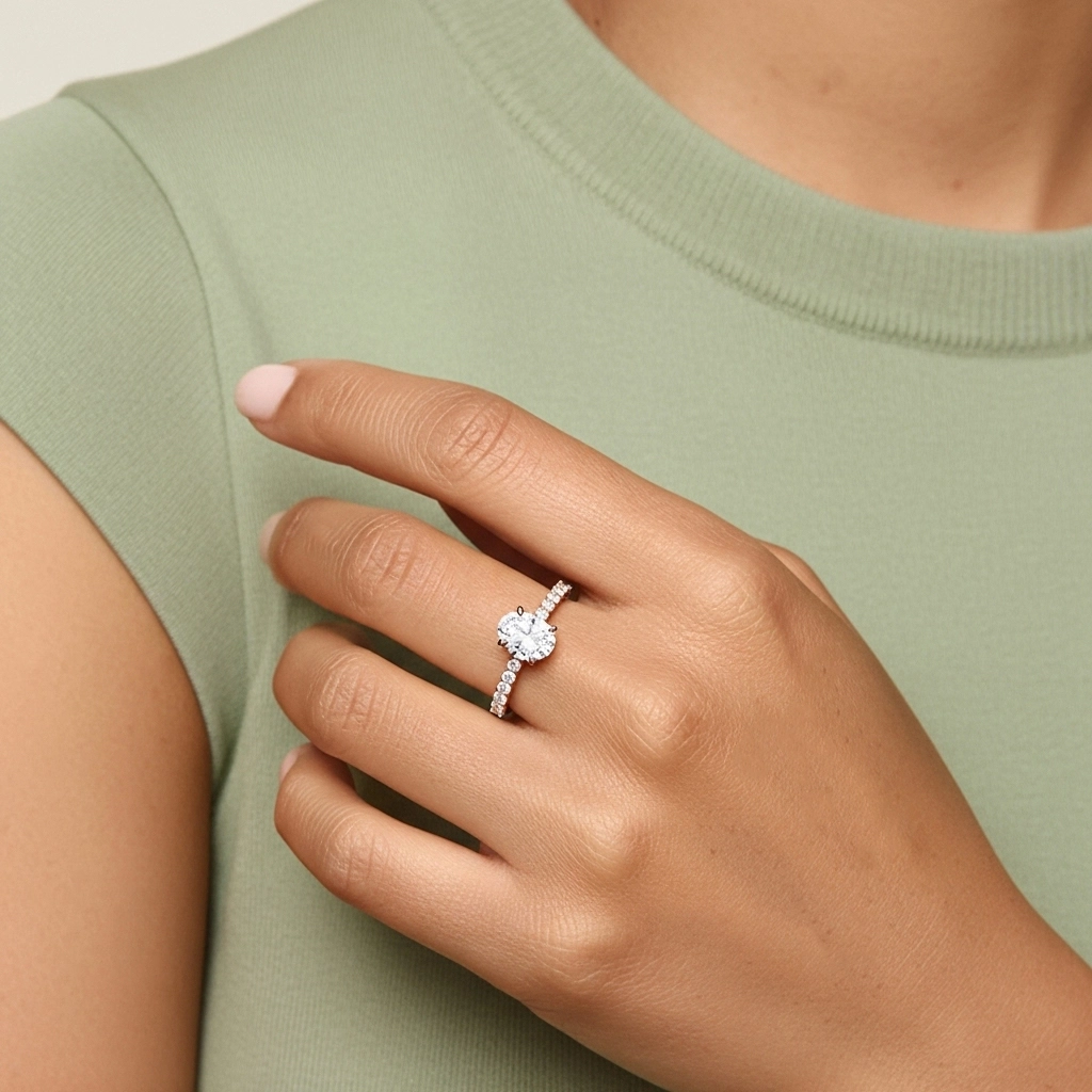 Gloria Ovalado 2.00ct Moissanita Anillo de Compromiso