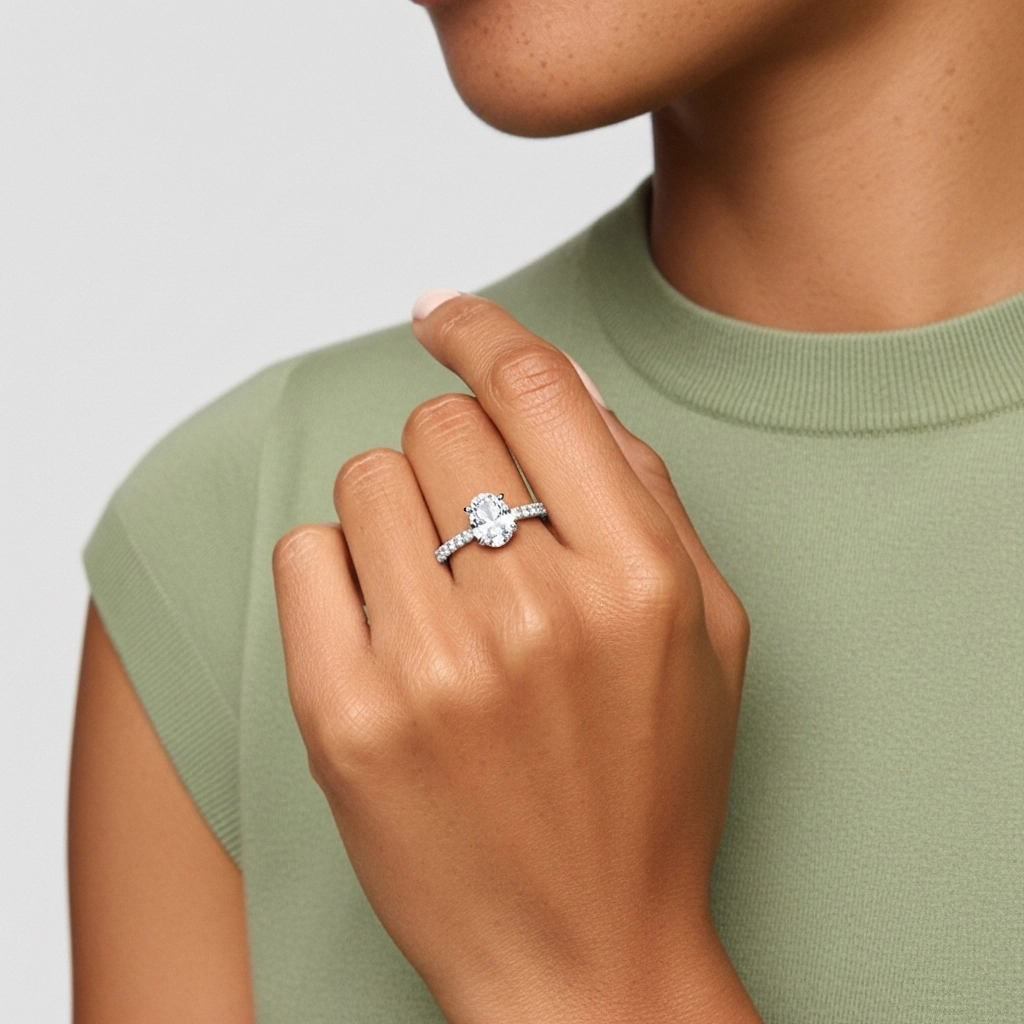 Gloria Ovalado 2.00ct Moissanita Anillo de Compromiso