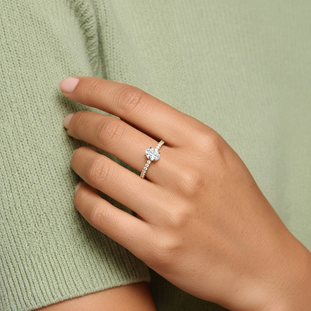 Glorieux Ovale 2.00ct Moissanite Bague de fiançailles