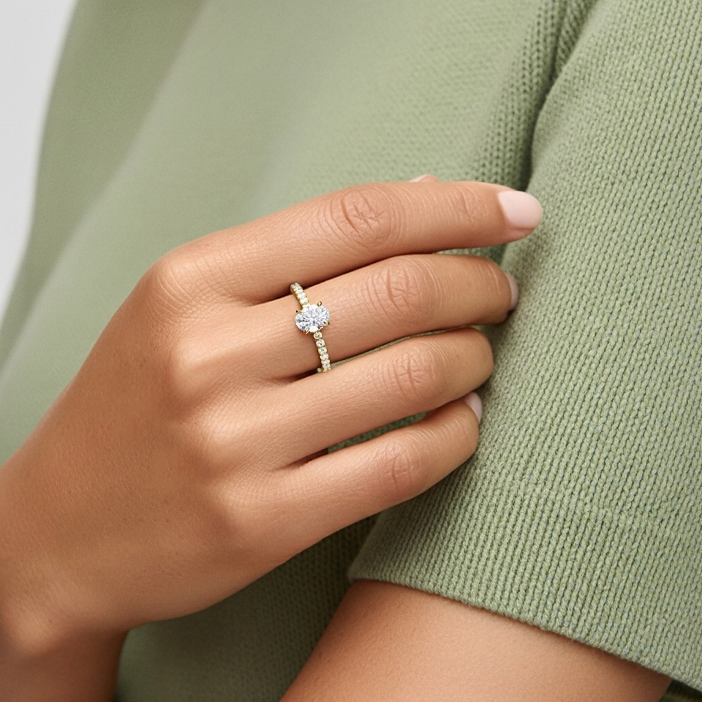 Glorieux Ovale 2.00ct Moissanite Bague de fiançailles