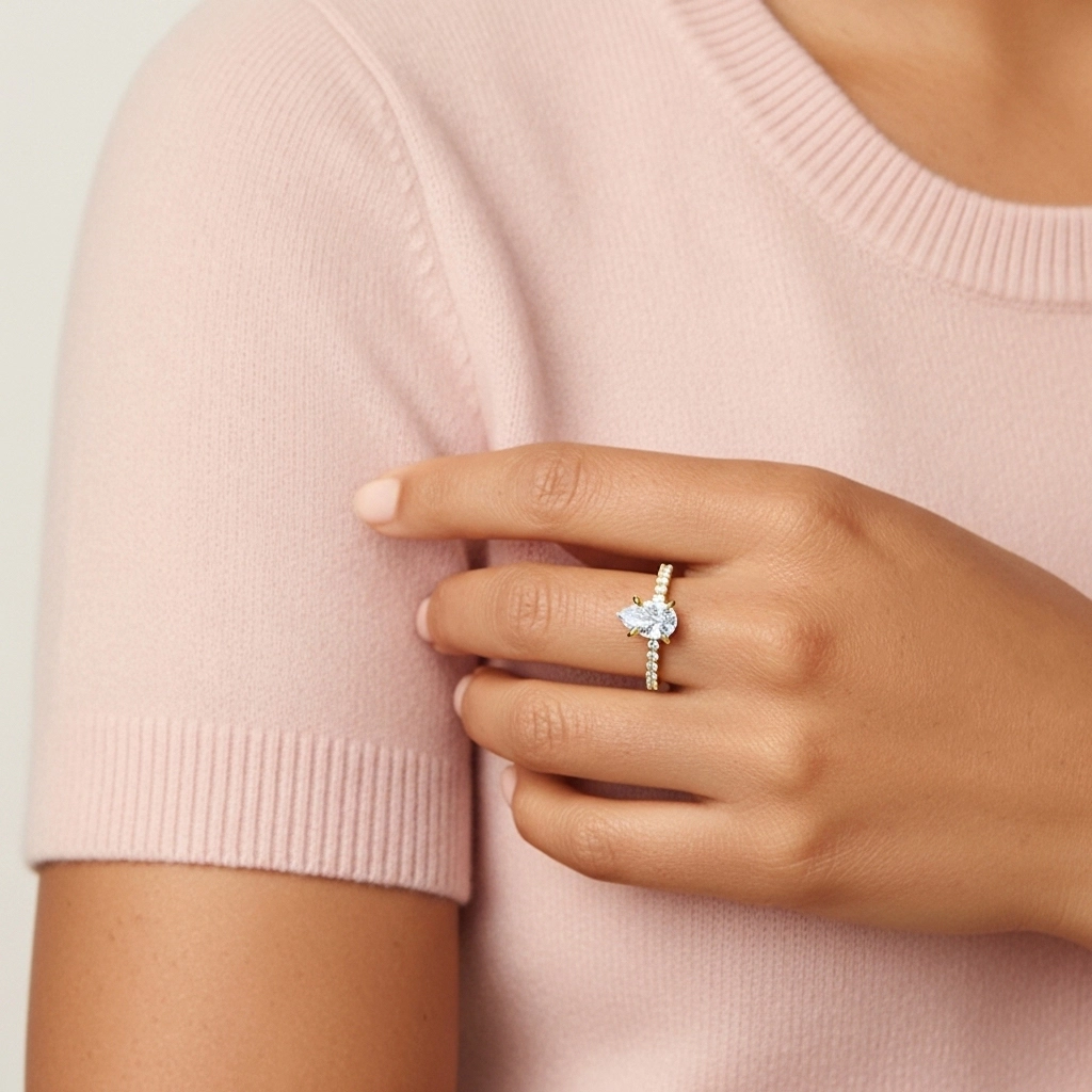 Gloria Pera 2.00ct Moissanita Anillo de Compromiso