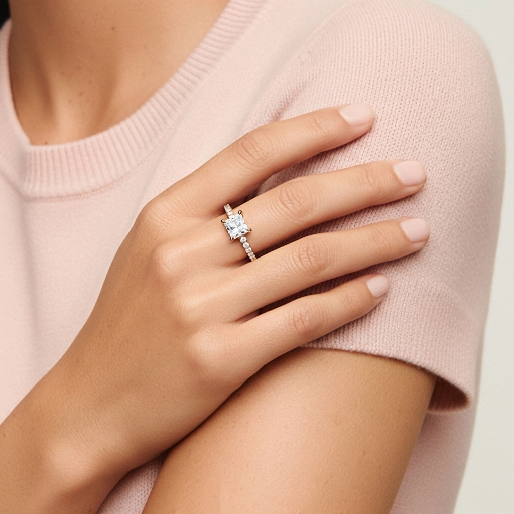 Glorieux Princesse 2.00ct Moissanite Bague de fiançailles