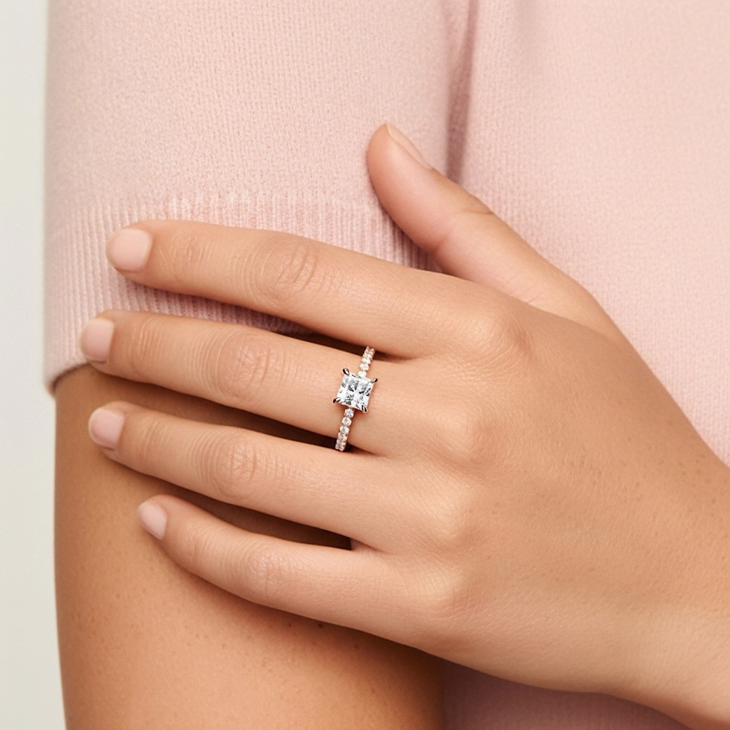 Glorieux Princesse 2.00ct Moissanite Bague de fiançailles