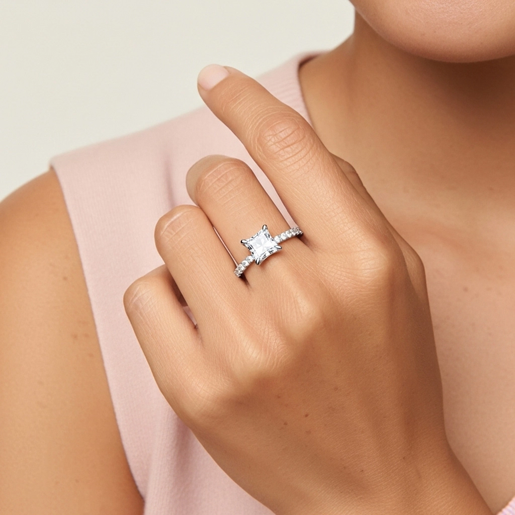 Glorieux Princesse 2.00ct Moissanite Bague de fiançailles