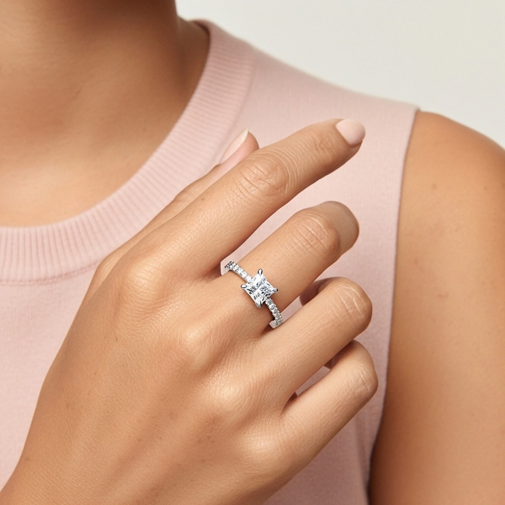 Glorieux Princesse 2.00ct Moissanite Bague de fiançailles