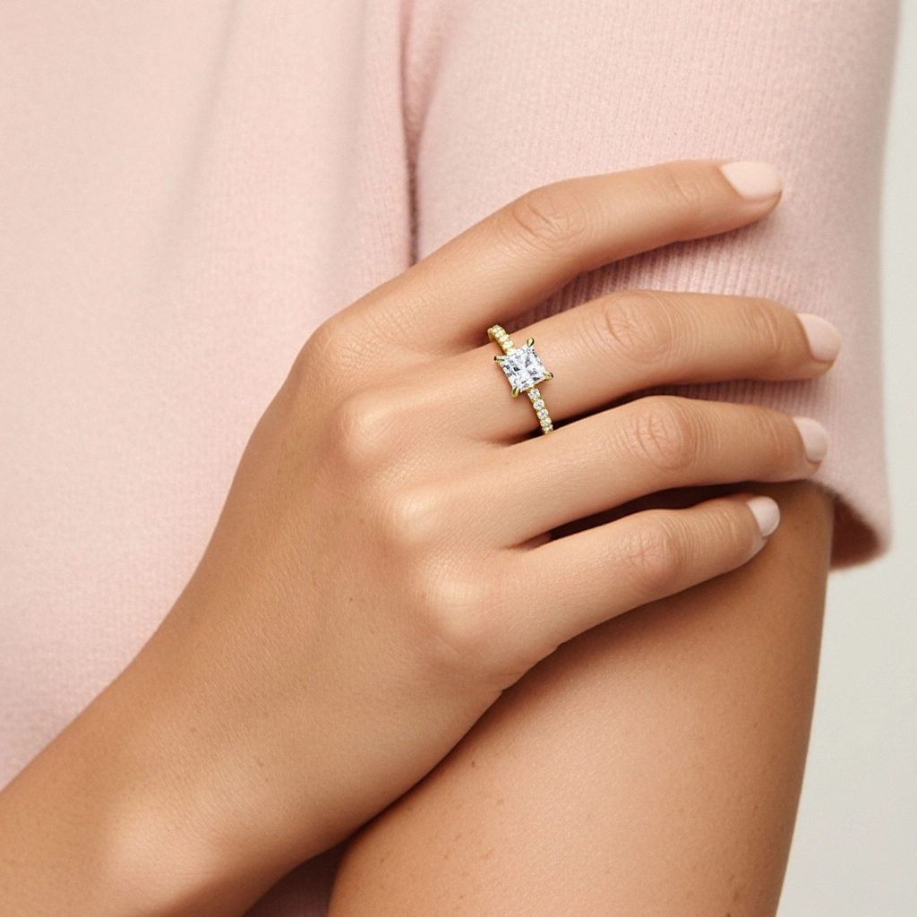 Glorieux Princesse 2.00ct Moissanite Bague de fiançailles