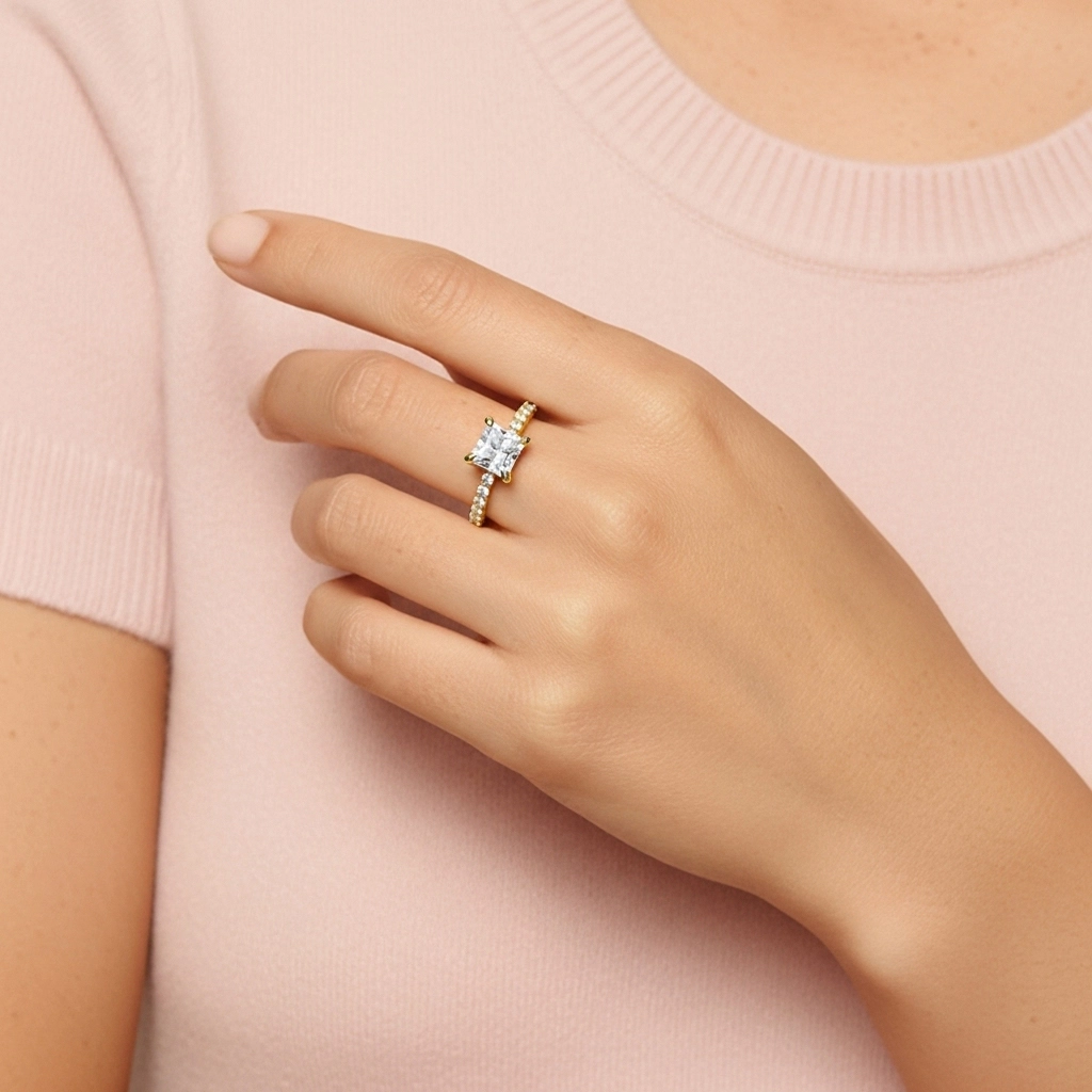 Glorieux Princesse 2.00ct Moissanite Bague de fiançailles