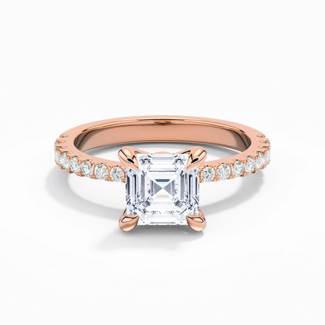 Gloria Asscher Moissanita Anillo de Compromiso 1.00ct En Blanco Plata esterlina 925 Garra Pata tradicional