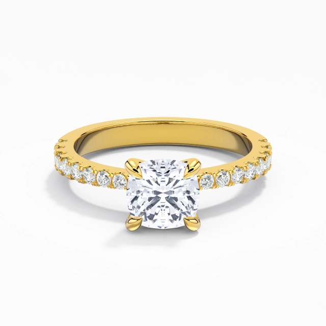 Glory Cushion Moissanite Engagement Ring 1.00ct In White 925 Sterling Silver Prong Traditional Shank