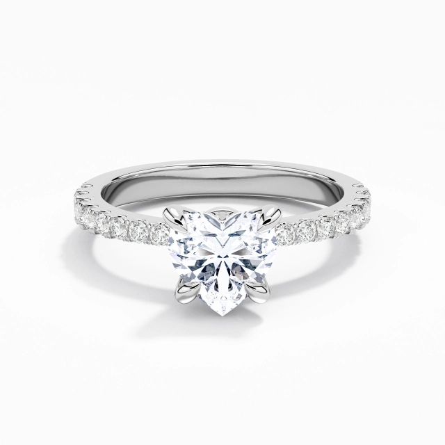 Glory Heart Moissanite Engagement Ring 1.00ct In White 925 Sterling Silver Prong Traditional Shank