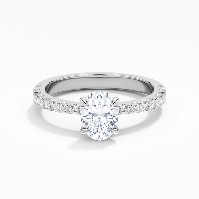 Glory Oval Moissanite Engagement Ring 1.00ct In White 925 Sterling Silver Prong Traditional Shank