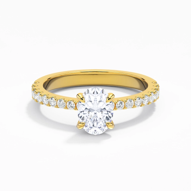 Glorieux Ovale Moissanite Bague de fiançailles 1.00ct En Blanc Or 14 carats Griffe Tige Traditionnelle VANCARO Logo Image