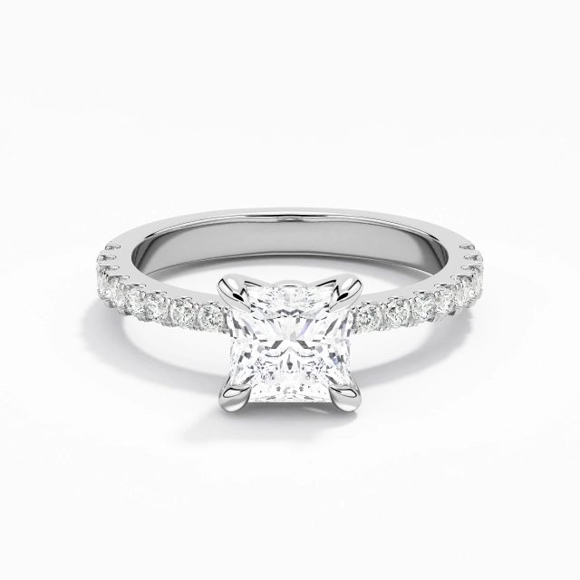 Glory Princess Moissanite Engagement Ring 1.00ct In White 925 Sterling Silver Prong Traditional Shank