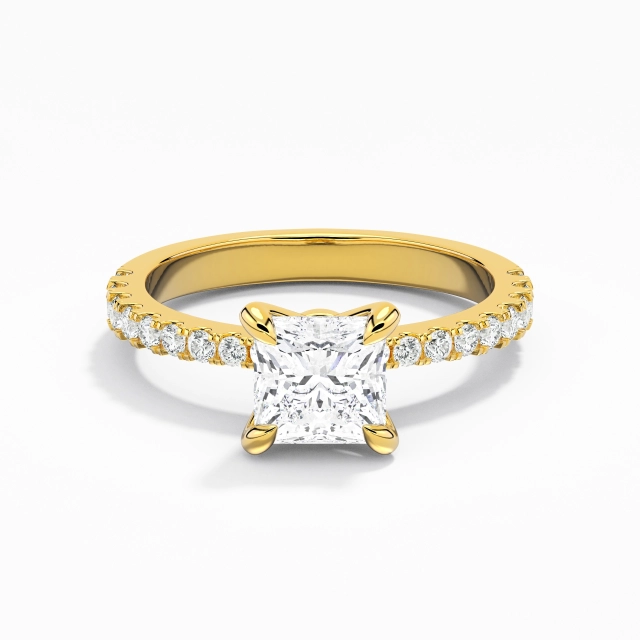 Glory Princess Moissanite Engagement Ring 1.00ct In White 925 Sterling Silver Prong Traditional Shank